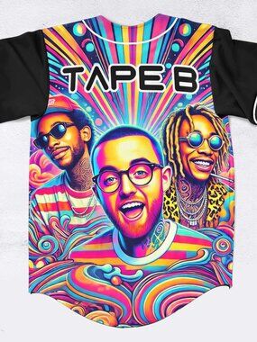 Tape B Mac Miller Juicy J Wiz Khalifa Collaboration Trippy Baseball Jersey